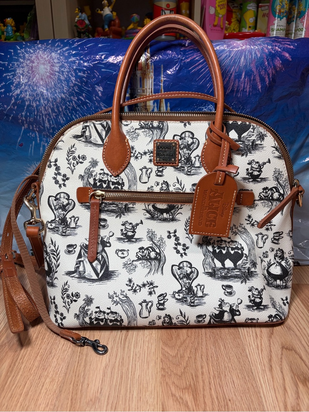 Dooney & Bourke Alice In Wonderland Women's Satchel Bag - Brown/White